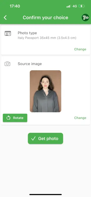 App 7ID: formato foto passaporto italiano