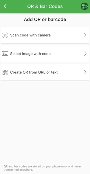Εφαρμογή 7ID: Προσθέστε ένα QR ή έναν γραμμωτό κώδικα