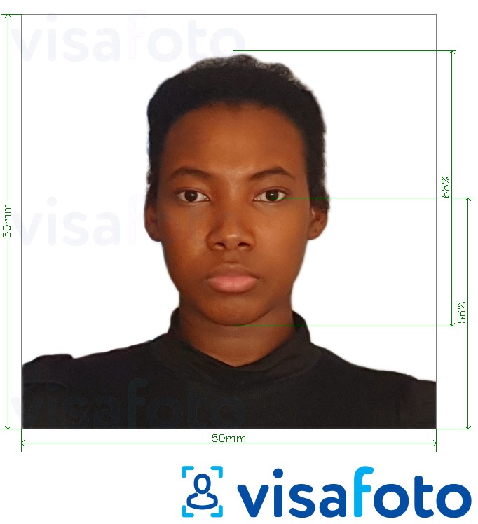 Барбадос паспорты 5x5 см үшін нақты мөлшер өлшемі бар фото үлгісі