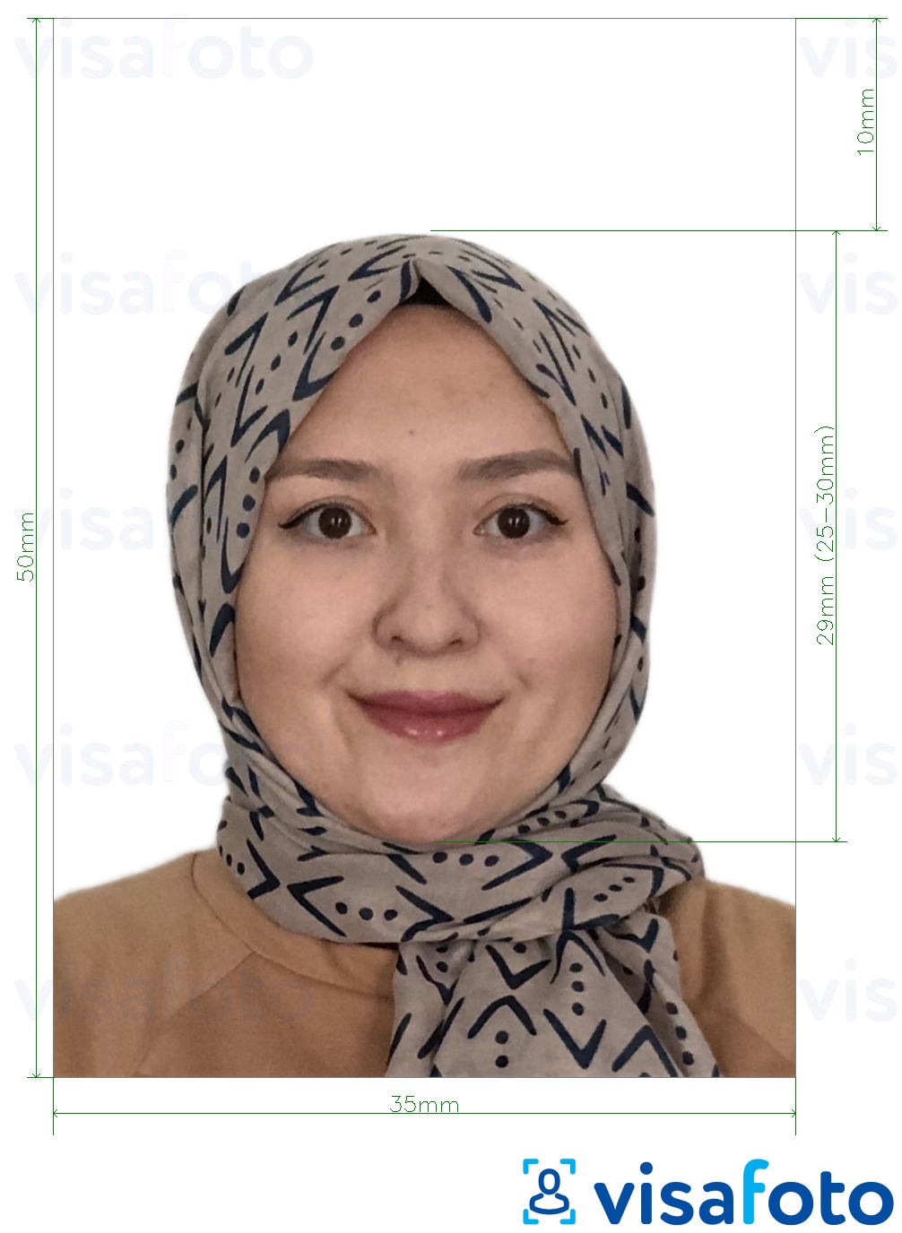 Малайзия Паспорт 35x50 мм ақ фон үшін нақты мөлшер өлшемі бар фото үлгісі