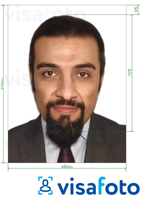 Сауд Арабиясының жеке куәлігі Absher 640x480 пиксель үшін нақты мөлшер өлшемі бар фото үлгісі
